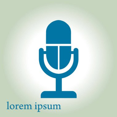 Mikrofon simgesi. Sözcü sembolü. Canlı müzik işareti. Düz tasarım tarzı. Vektör EPS 10.