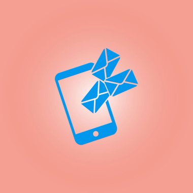 Akıllı telefon e- postası veya SMS simgesi. Mobil posta imzası simgesi.