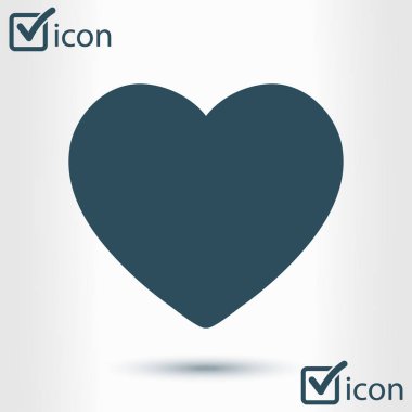 Sevgililer günü, düz kalp simgesi, vektör çizim 