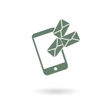 Akıllı telefon e- postası veya SMS simgesi. Mobil posta imzası simgesi.