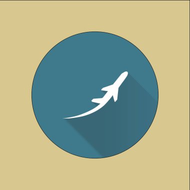 Uçak uçuş biletleri hava sinek seyahat kalkış siluet öğesi. Uçak sembolü. Seyahat etmek simge. Düz tasarım. EPS 10.