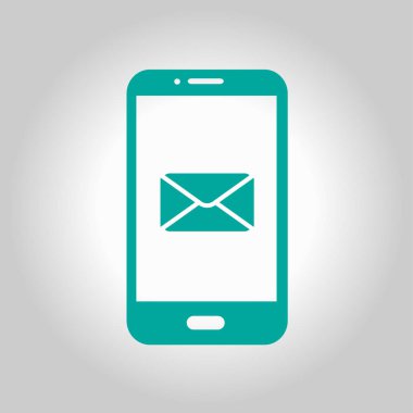 Akıllı telefon e- postası veya SMS simgesi. Mobil posta imzası simgesi.