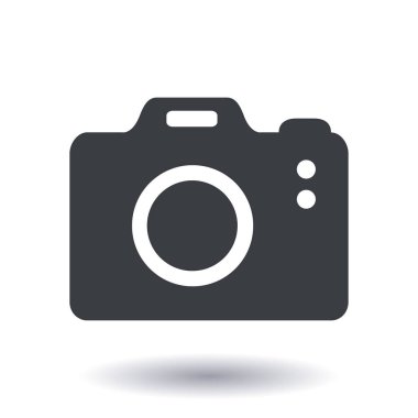 Fotoğraf makinesi simgesi. DSLR kamera simgesi. Dijital kamera. Düz tasarım biçimi. 