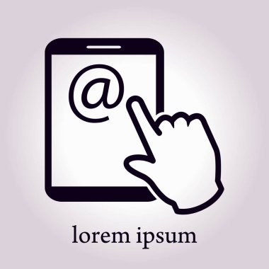 Değmek perde tablet Pc işareti simgesi. El işaretçi simgesi. Posta ekran Tablet PC.