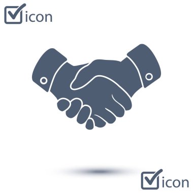 El sıkışma işareti simgesi. Başarılı iş sembolü. Düz tasarım stili.