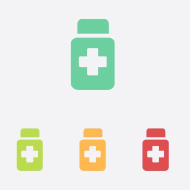 Uyuşturucu simgesi imzala. Haplarla paketi. Düz tasarım stili. Vektör Eps 10.