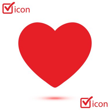 Sevgililer günü, düz kalp simgesi, vektör çizim 