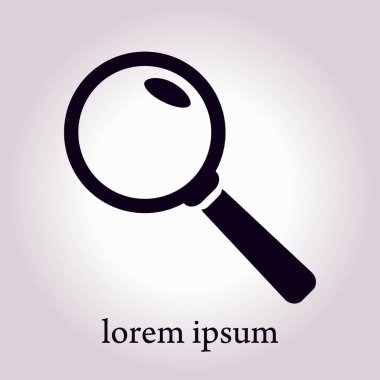 Büyüteç simgesi. Arama düğmesi. Büyüteç Camı. Düz tasarım stili. 