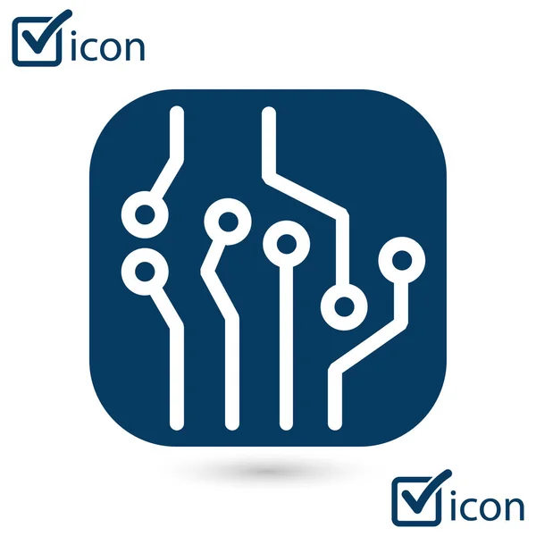 Icône Circuit Imprimé Schéma Technologique Symbole Carré Style Design Plat — Image vectorielle
