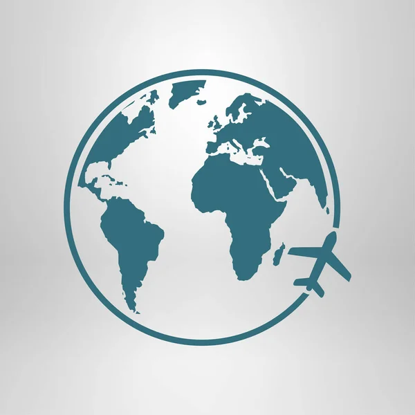 Flugzeug Ikone Reisen Reise Die Welt — Stockvektor
