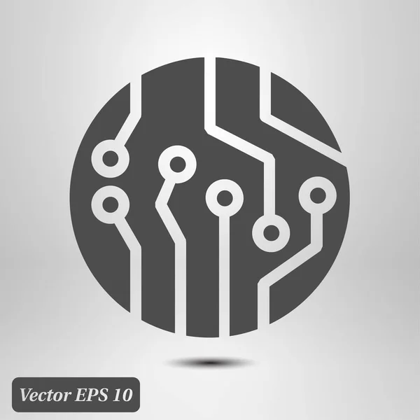 Icona Del Circuito Stampato Schema Tecnologico Simbolo Quadrato Stile Design — Vettoriale Stock