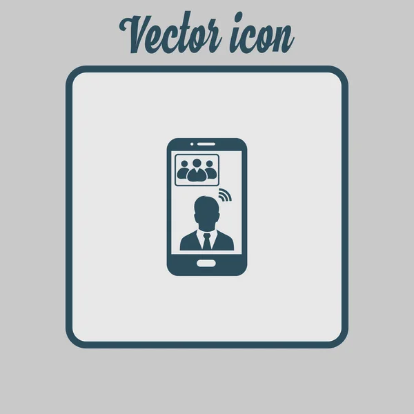 Icono Teléfono Inteligente Conferencia Línea — Vector de stock