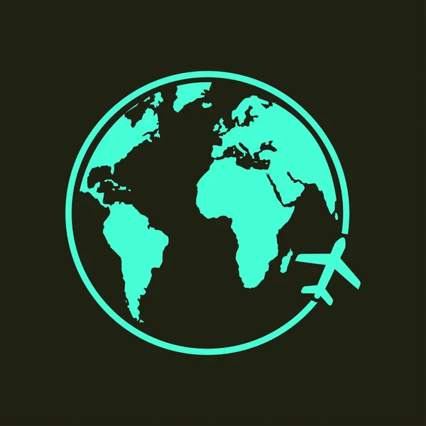 Icono Del Avión Viaje Viaje Alrededor Del Mundo — Vector de stock