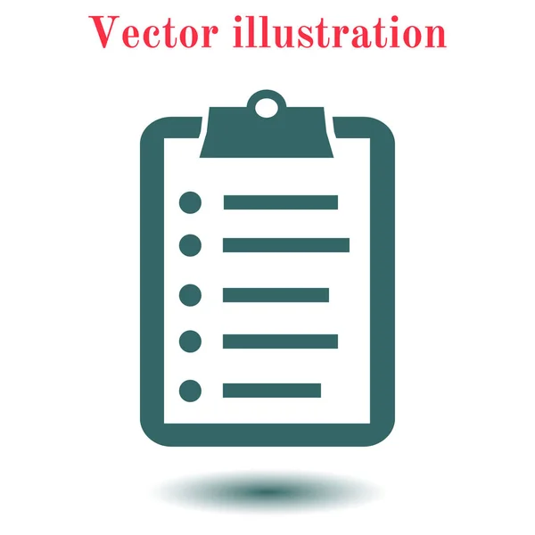 Checkliste Vektor Symbol Flache Bauweise — Stockvektor