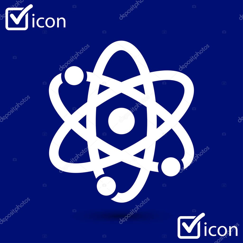 Atom sign symbol. Atom part icon. Flat design style.