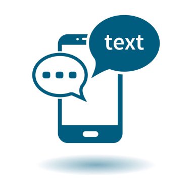Mobil sohbet simgesi. Cep telefonu Web sohbet ve iletişim temsil eden.