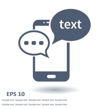 Mobil sohbet simgesi. Cep telefonu Web sohbet ve iletişim temsil eden.