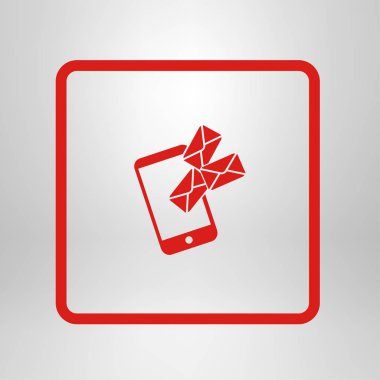 Akıllı telefon e- postası veya SMS simgesi. Mobil posta imzası simgesi.
