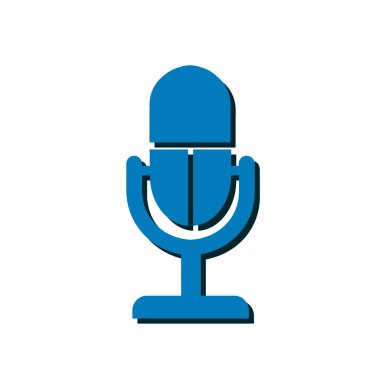 Mikrofon simgesi. Sözcü sembolü. Canlı müzik işareti. Düz tasarım tarzı. Vektör EPS 10.