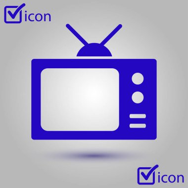 TV simgesi. Düz tasarım stili. Simge kitle iletişim araçları.  