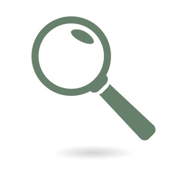 Büyüteç simgesi. Arama düğmesi. Büyüteç Camı. Düz tasarım stili. 