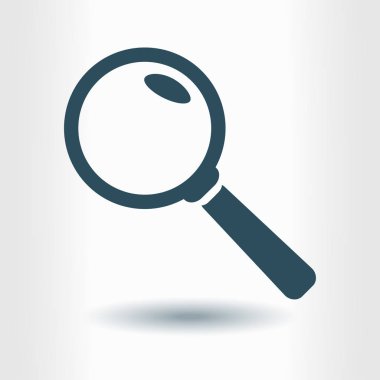 Büyüteç simgesi. Arama düğmesi. Büyüteç Camı. Düz tasarım stili. 