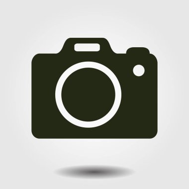 Fotoğraf makinesi simgesi. DSLR kamera simgesi. Dijital kamera. Düz tasarım biçimi. 