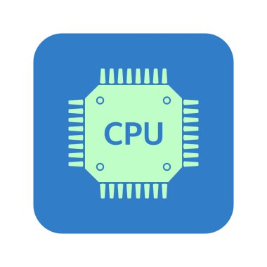 Devre kartı simgesi. Teknoloji düzeni kare simgesi. Düz tasarım stili.