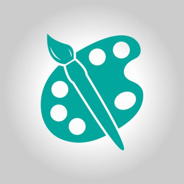 Boya fırça paleti simgesi ile. Düz tasarım stili.