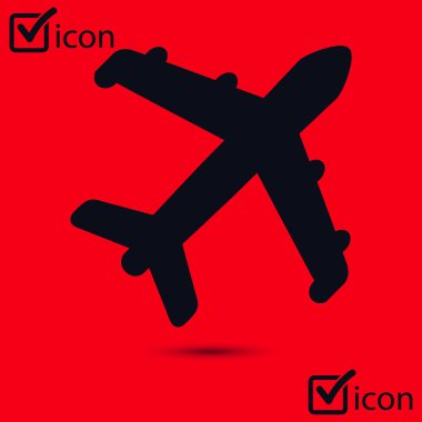 Uçak simgesi. Seyahat sembolü. Alt yazıyı uçaktan uçak.