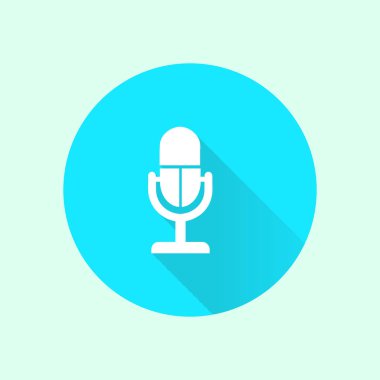 Mikrofon simgesi. Sözcü sembolü. Canlı müzik işareti. Düz tasarım tarzı. Vektör EPS 10.