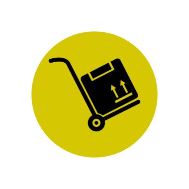 Kutuları simge kamyonla. El kamyon işareti erkek.