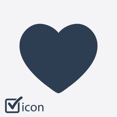 Sevgililer günü, düz kalp simgesi, vektör çizim 