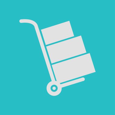 Kutuları simge kamyonla. El kamyon işareti erkek.