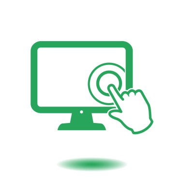 Ekran monitör simgeye dokunun. El işaretçi simgesi.