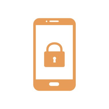Internet güvenlik kavramı simgesi, kimlik ve koruma sembol telefon ekranında, vektör çizim 