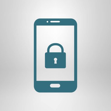 Internet güvenlik kavramı simgesi, kimlik ve koruma sembol telefon ekranında, vektör çizim 