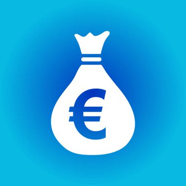 Para çantası ikonu. Euro para birimi sembolü. Düz tasarım tarzı. EPS 10.