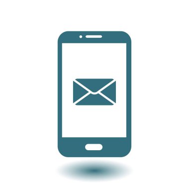 Akıllı telefon e- postası veya SMS simgesi. Mobil posta imzası simgesi.