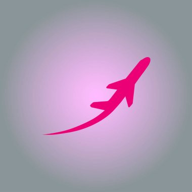 Uçak uçuş biletleri hava sinek seyahat kalkış siluet öğesi. Uçak sembolü. Seyahat etmek simge. Düz tasarım. EPS 10.