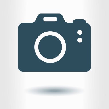 Fotoğraf makinesi simgesi. DSLR kamera simgesi. Dijital kamera. Düz tasarım biçimi. 