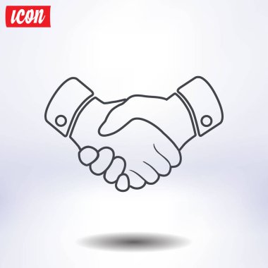 El sıkışma işareti simgesi. Başarılı iş sembolü. Düz tasarım stili.