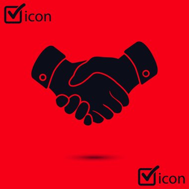 El sıkışma işareti simgesi. Başarılı iş sembolü. Düz tasarım stili.