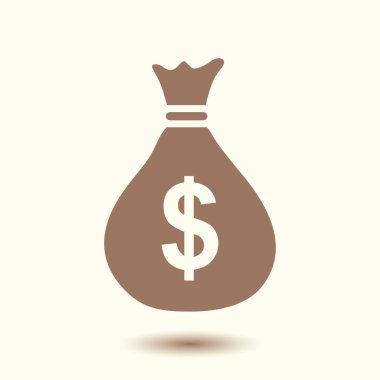 Para çantası ikonu. Dolar dolar para birimi sembolü. Düz tasarım tarzı. EPS 10.