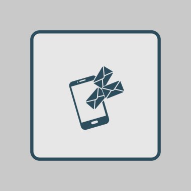 Akıllı telefon e- postası veya SMS simgesi. Mobil posta imzası simgesi.