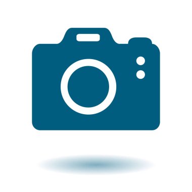 Fotoğraf makinesi simgesi. DSLR kamera simgesi. Dijital kamera. Düz tasarım biçimi. 