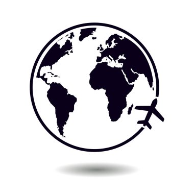 Uçak ikonu yolculuğu. Dünyayı dolaş..