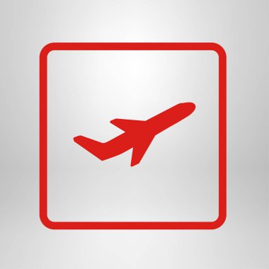 Uçak uçuş biletleri hava sinek seyahat kalkış siluet öğesi. Uçak sembolü. Seyahat etmek simge. Düz tasarım. EPS 10.