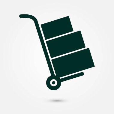 Kutuları simge kamyonla. El kamyon işareti erkek.