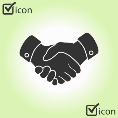 El sıkışma işareti simgesi. Başarılı iş sembolü. Düz tasarım stili.